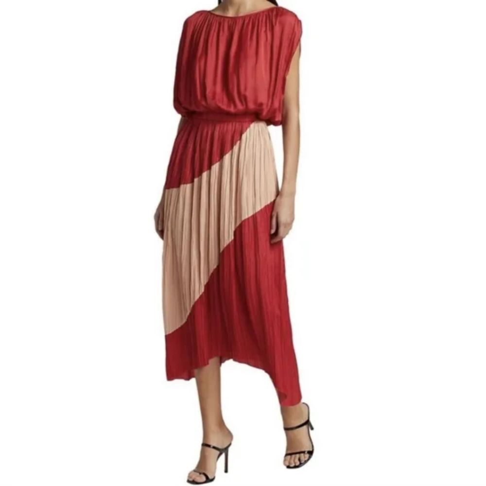 $495 NWT Ramy Brook Adena Silk Dress (Medium, Blush Rose) - Picture 3 of 4